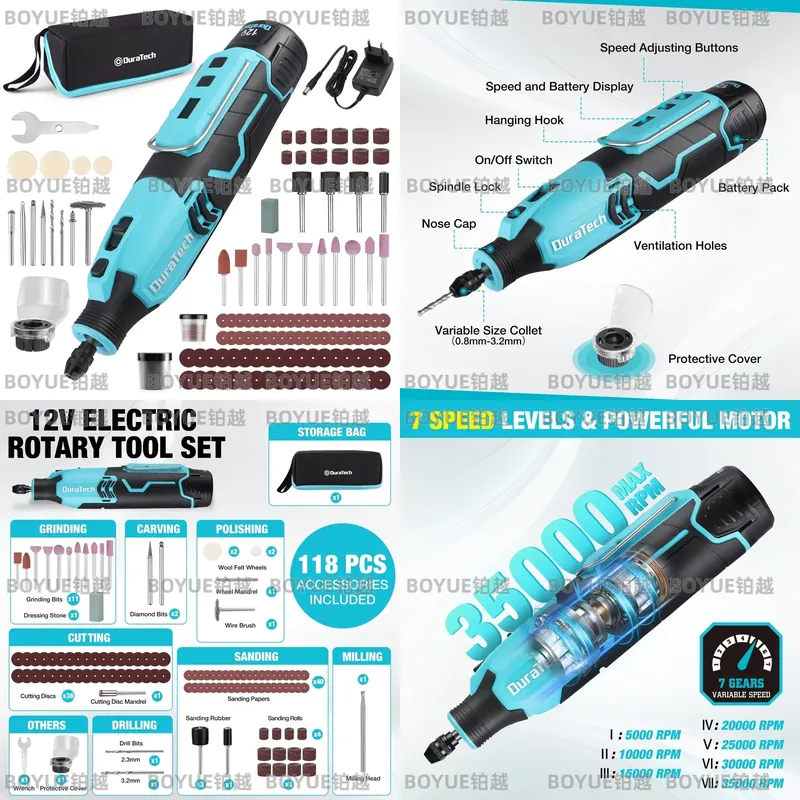 12V 무선 로터리 공구 5000-35000RPM 7단 - Cordless Rotary Tool Kit Accessories 리뷰 및 가격