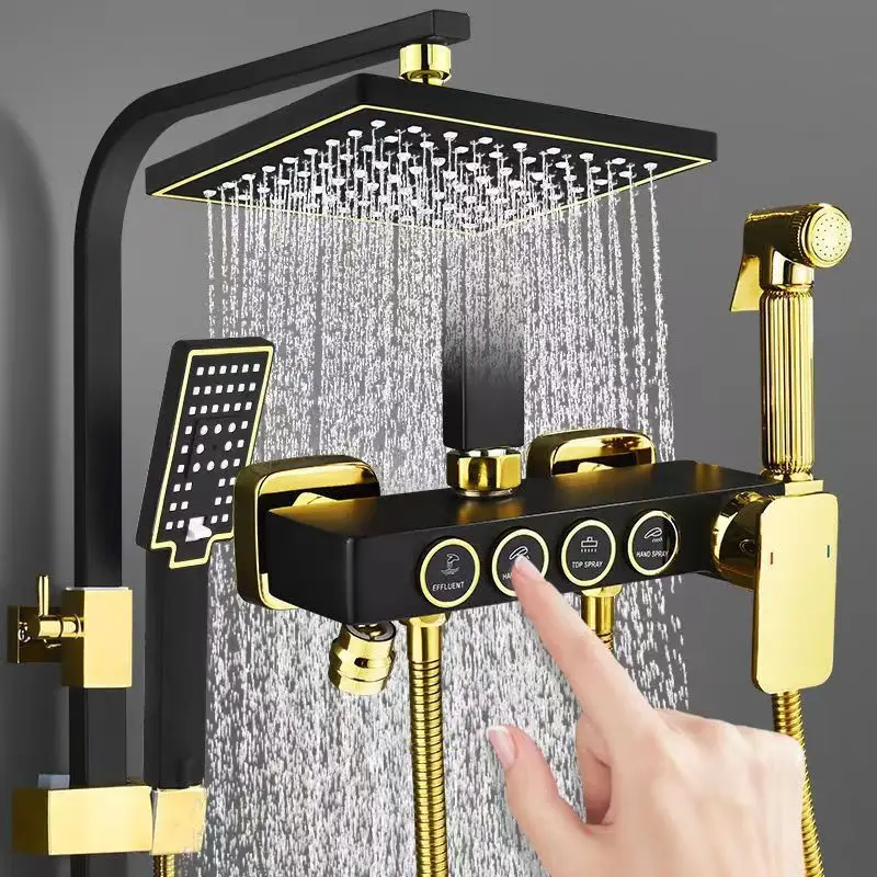 블랙 골드 스테인리스 스틸 샤워 시스템 풀세트, 가정용 - Plumbing 리뷰 및 가격