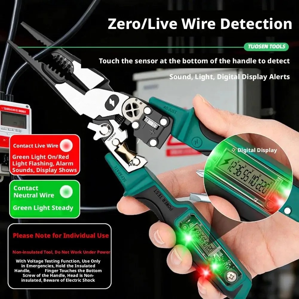 디지털 전압 테스터가 있는 전기기사용 펜치, 다기능 와 - Automatic Wire Stripper Cutter 리뷰 및 가격