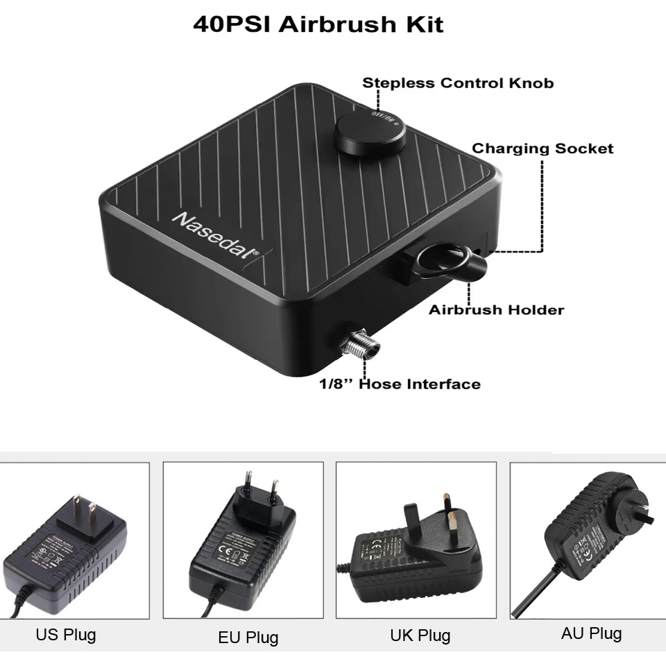 나세달 에어브러시 에어 컴프레서 키트 자동 정지 40p - Airbrush Kit With Mini Compressor 리뷰 및 가격